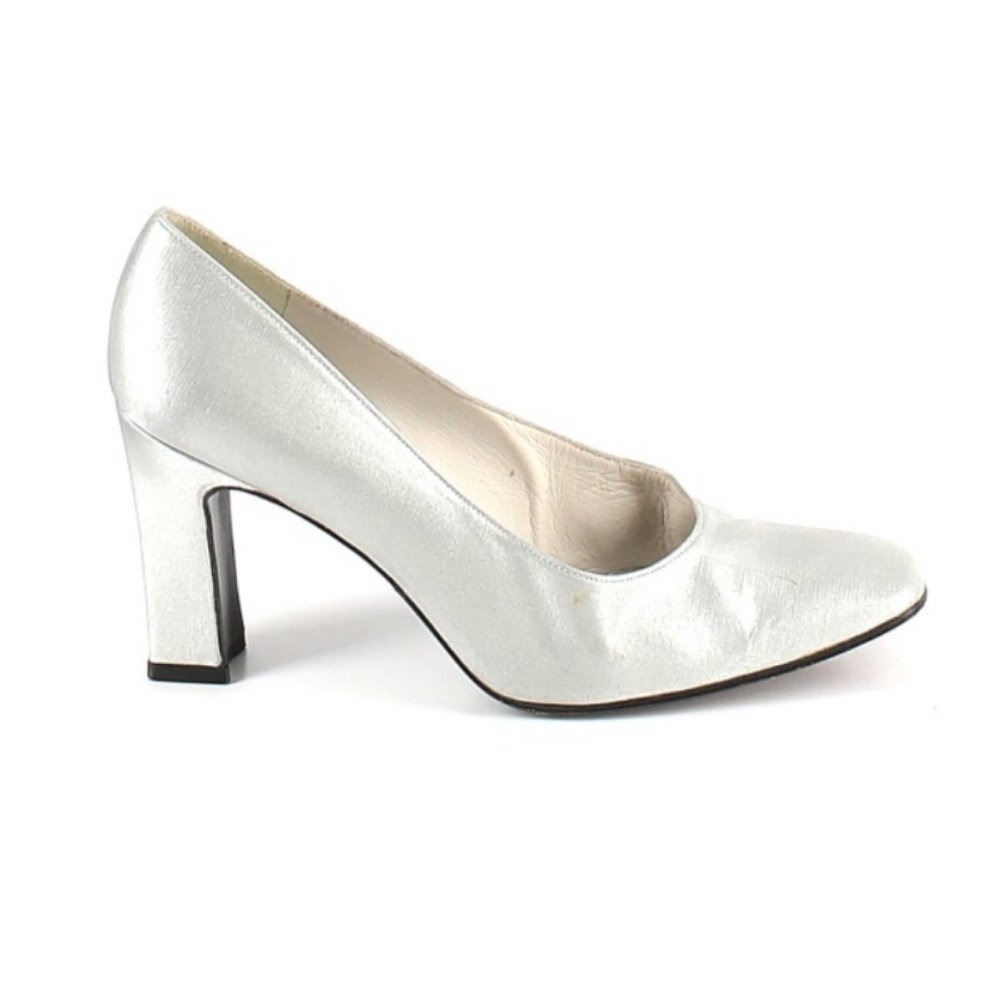 Stuart Weitzman White Silver Heels